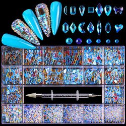 Light blue 600 Diamonds +2500 Flat Rhinestones