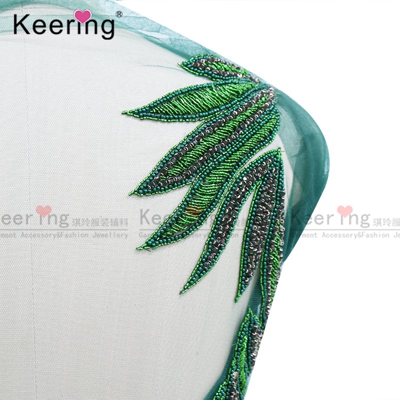 Designer full body rhinestone panel applique sewing on mesh for lace fabric on wedding WDP-076-3