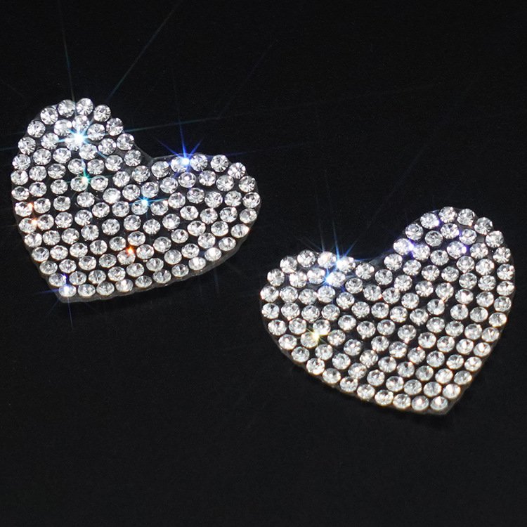 Custom Glass Rhinestone Heat Transfer Bodice Applique Heart Shape Resin Crystal Diy Hoodie Flat Back Hotfix Designer Rhinestone