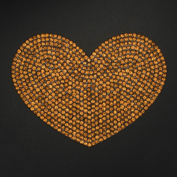 Custom Glass Rhinestone Heat Transfer Bodice Applique Heart Shape Resin Crystal Diy Hoodie Flat Back Hotfix Designer Rhinestone