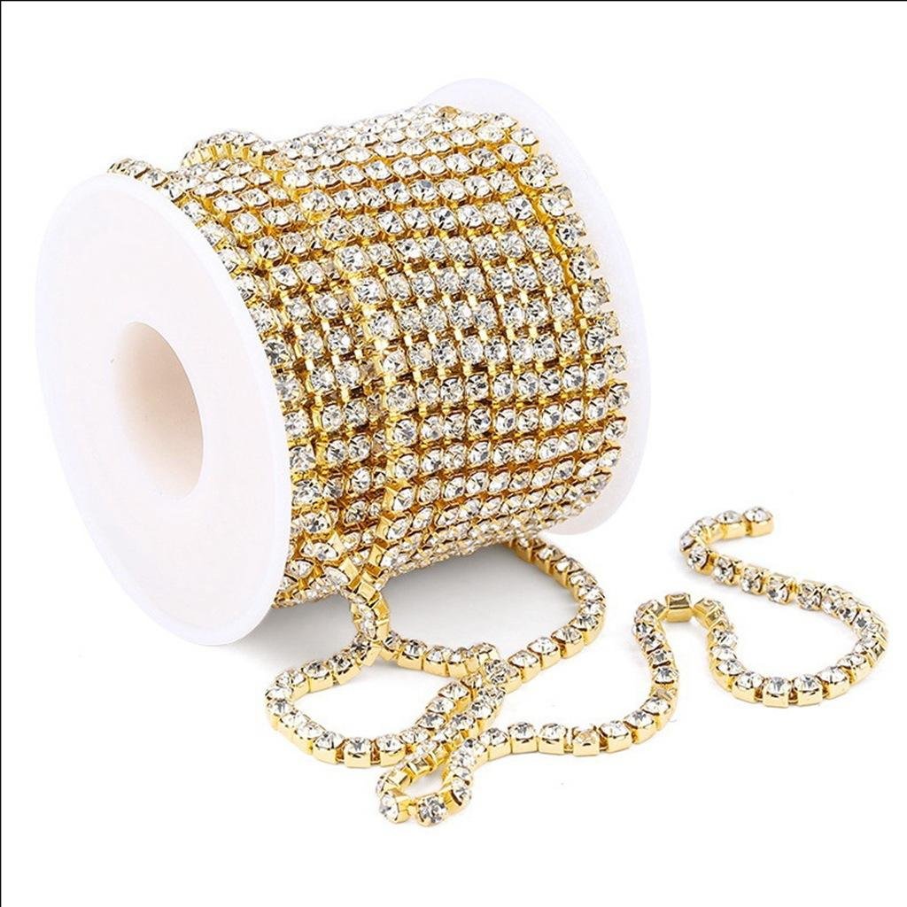 Hot Sales Rhinestone Brass Cup Chain SS6-SS12 Strass Setting Rhinestone Banding Gold AB Chaton Cup Chain