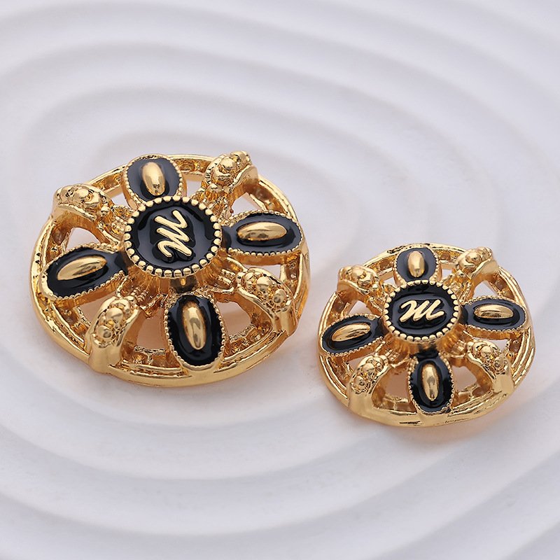 Vintage Pattern Metal Buttons Jacket Clothing 15mm Alloy Shank Style Rhinestone Logo Decoration Sustainable Denim Garments