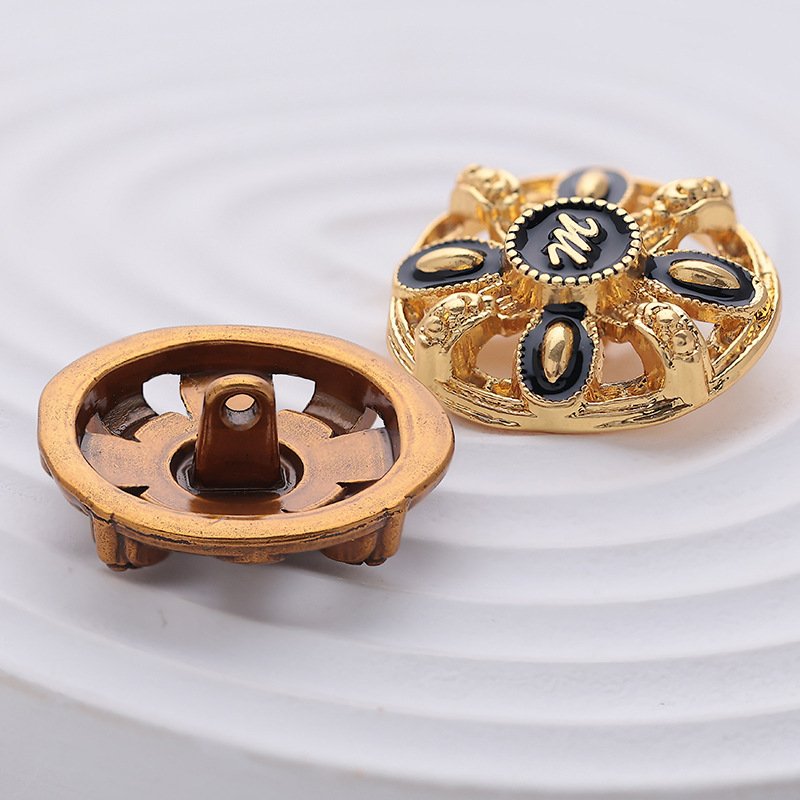 Vintage Pattern Metal Buttons Jacket Clothing 15mm Alloy Shank Style Rhinestone Logo Decoration Sustainable Denim Garments