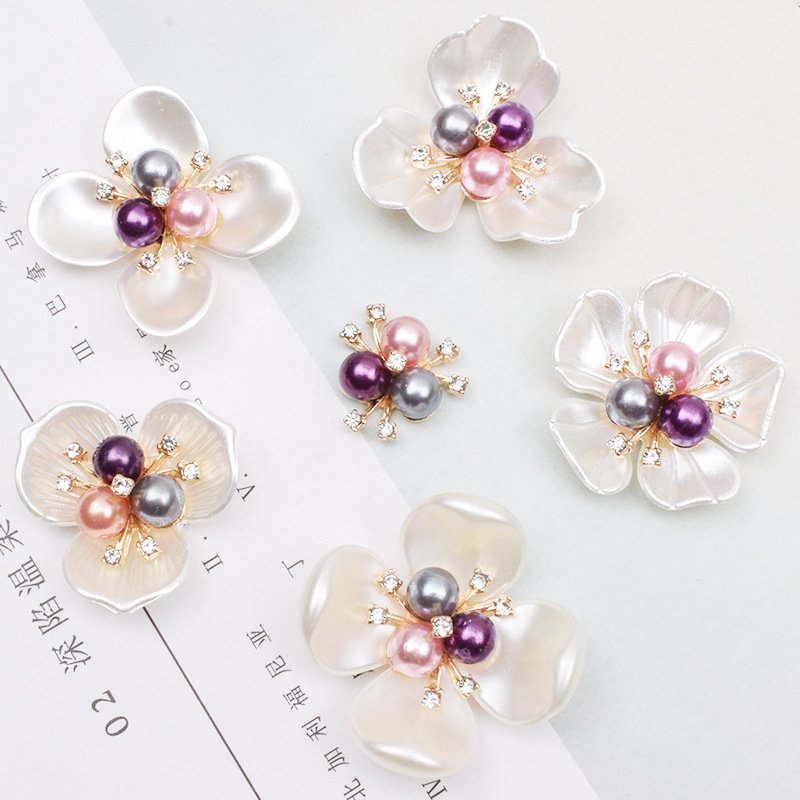 Flower Button Shell Button DIY Accessories Embellishment LSRB1107 Wholesale Rhinestone Metal Copper Flatback 2cm and 4cm Plating
