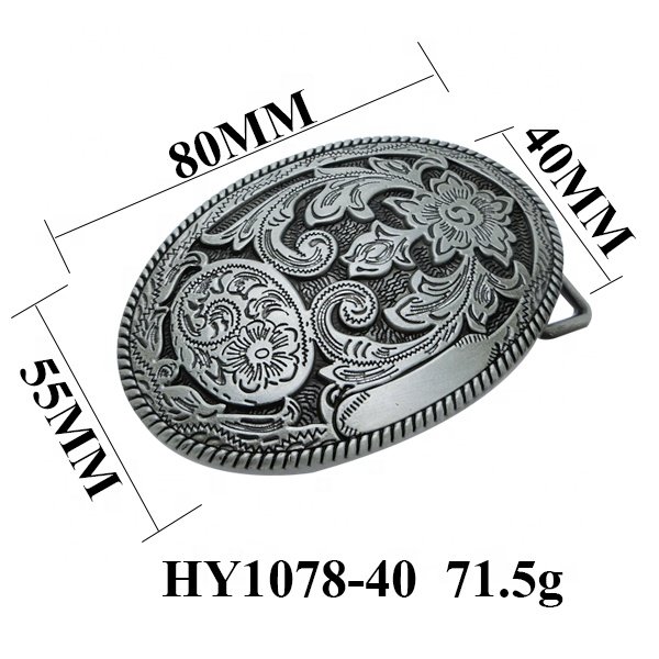 Custom Square Wavy Tang Dynasty Flower Design Pattern Antique Tin Brushed Finish 3D Belt Buckle