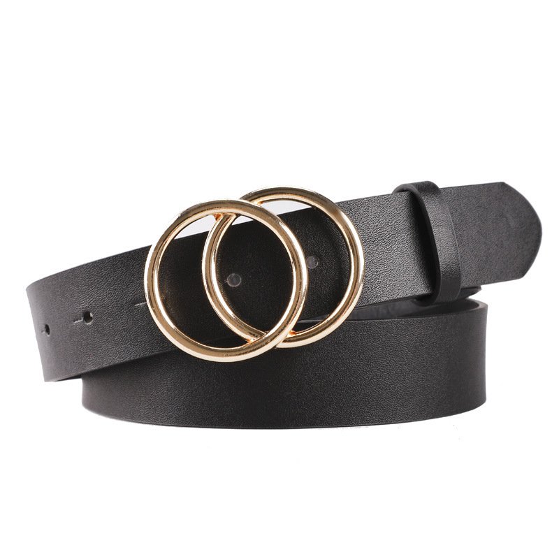 Fashion Double Buckle Design PU Leather Belts For Ladies
