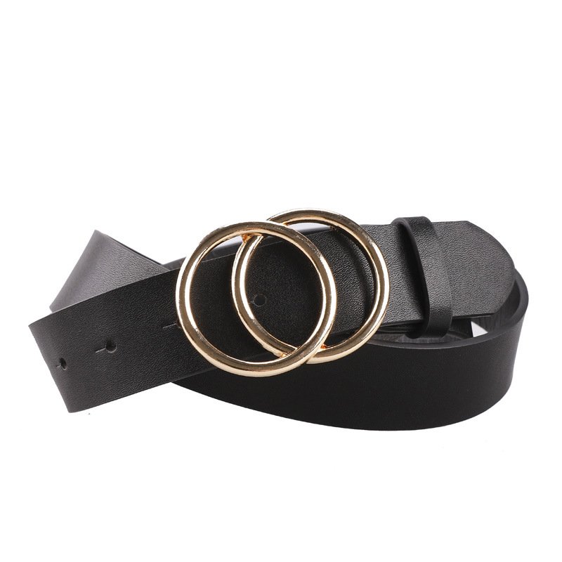 Fashion Double Buckle Design PU Leather Belts For Ladies