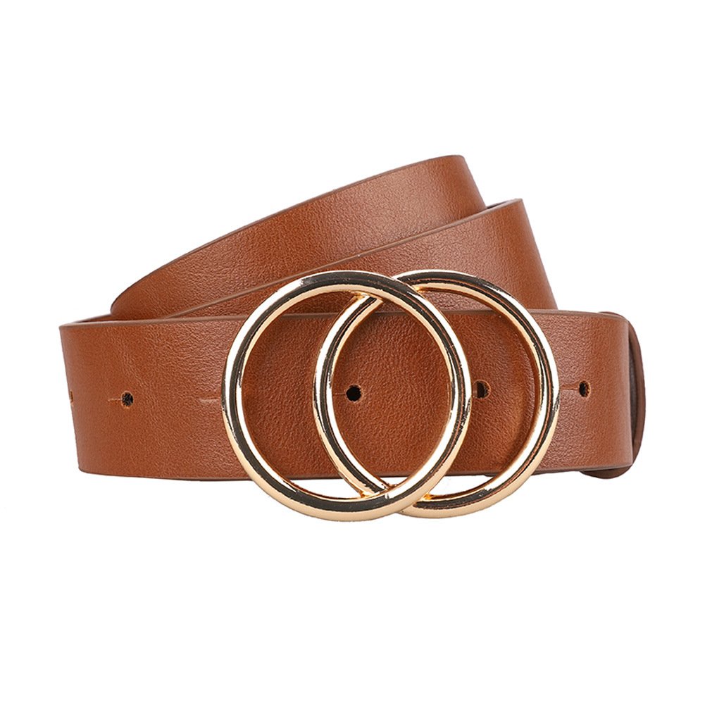 Fashion Double Buckle Design PU Leather Belts For Ladies