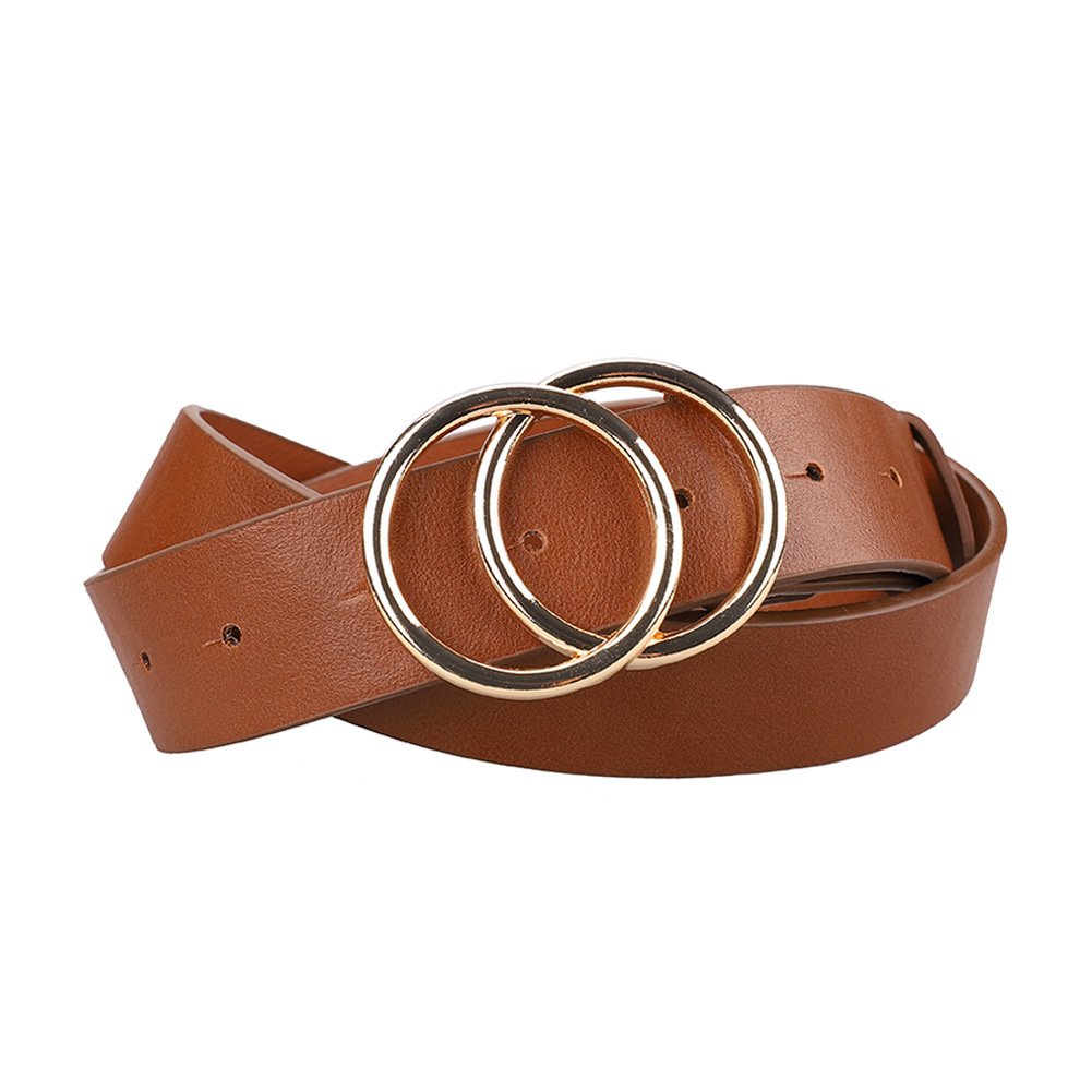 Fashion Double Buckle Design PU Leather Belts For Ladies