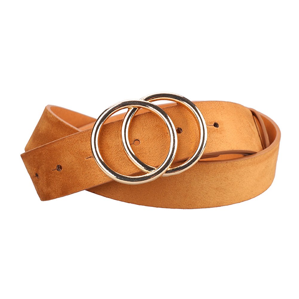 Fashion Double Buckle Design PU Leather Belts For Ladies