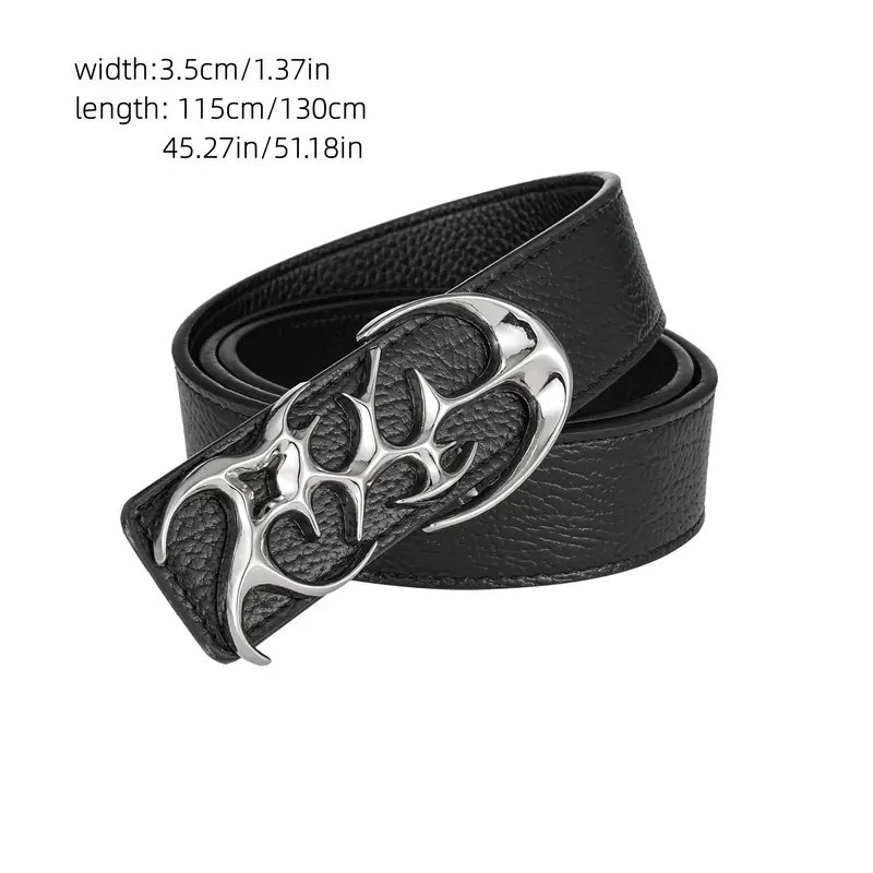 Men's Trendy Cool Belt Double-Sided Special Shaped Buckle Custom Length Luxury Western Style Perfect Gift Choice Jeans lovers
