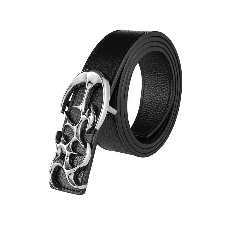 Men's Trendy Cool Belt Double-Sided Special Shaped Buckle Custom Length Luxury Western Style Perfect Gift Choice Jeans lovers