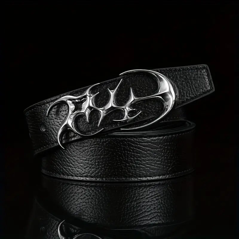 Men's Trendy Cool Belt Double-Sided Special Shaped Buckle Custom Length Luxury Western Style Perfect Gift Choice Jeans lovers