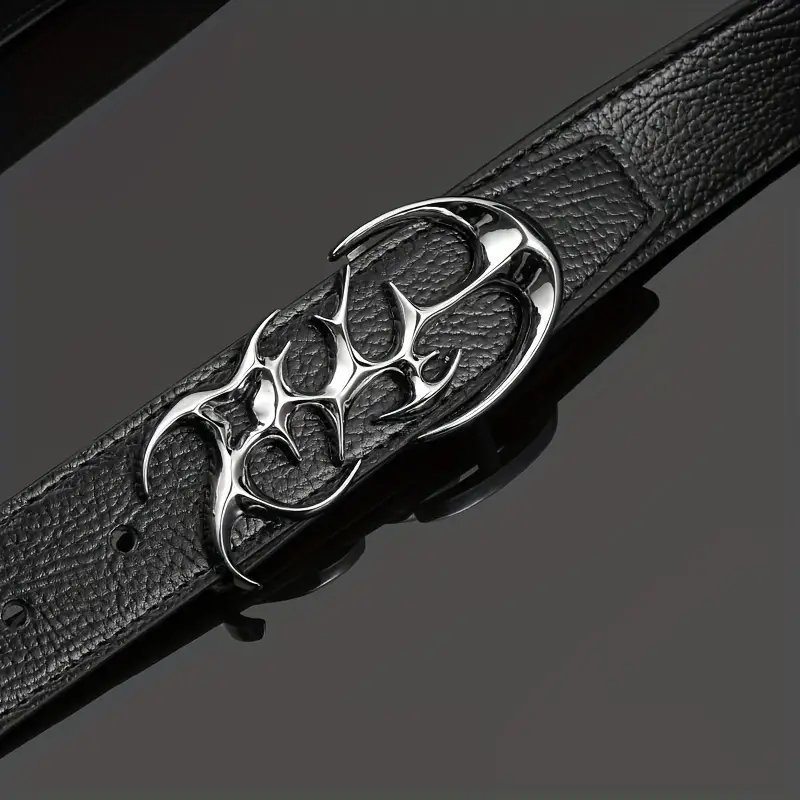 Men's Trendy Cool Belt Double-Sided Special Shaped Buckle Custom Length Luxury Western Style Perfect Gift Choice Jeans lovers