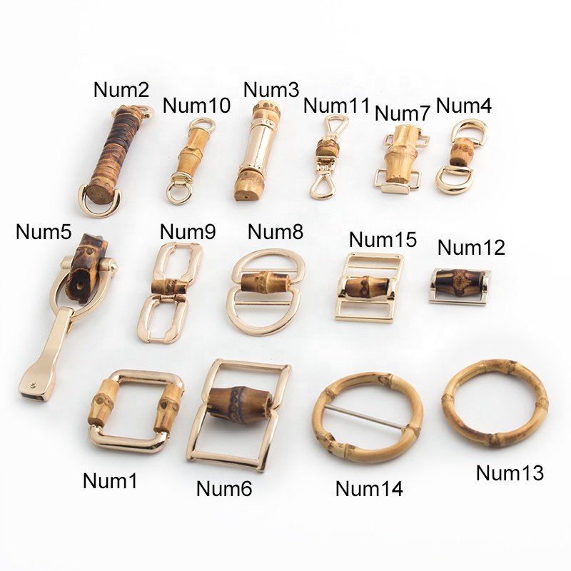 Handmade Natural Bamboo Bag Decorate Buckle Bab Metal Tags Plates Logo Wholesale For Shoe Parts Accessories