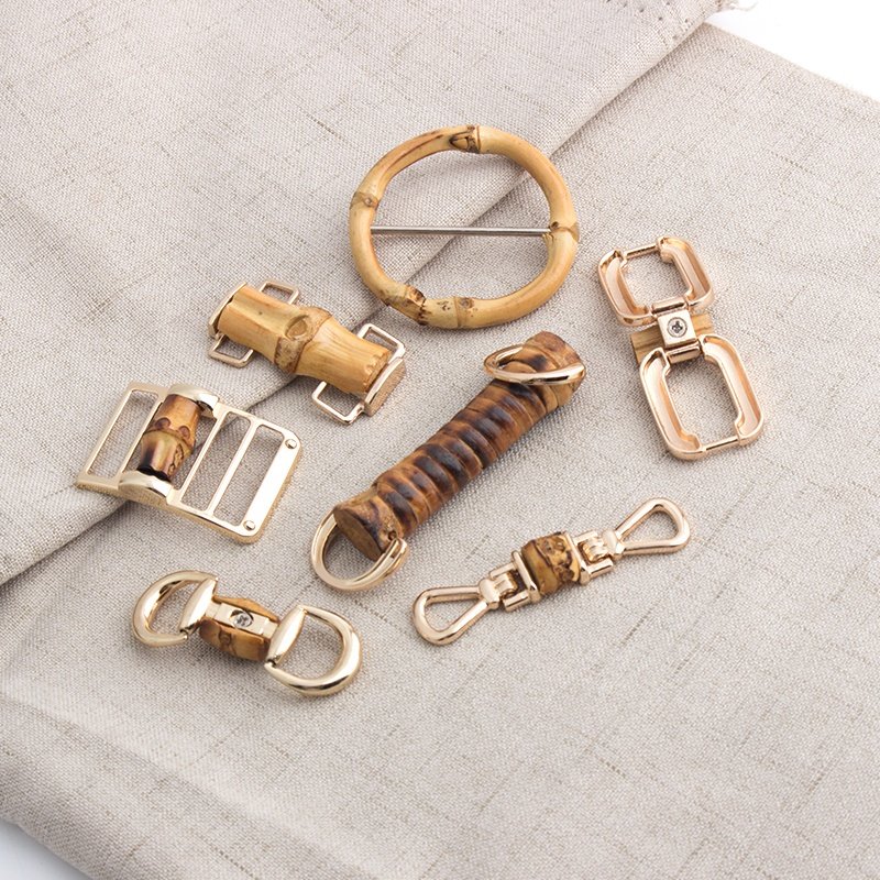 Handmade Natural Bamboo Bag Decorate Buckle Bab Metal Tags Plates Logo Wholesale For Shoe Parts Accessories