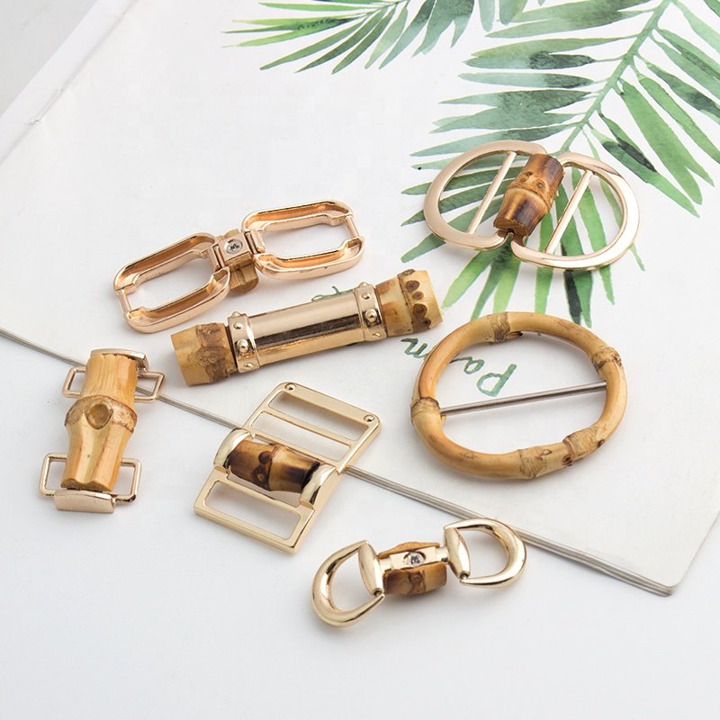 Handmade Natural Bamboo Bag Decorate Buckle Bab Metal Tags Plates Logo Wholesale For Shoe Parts Accessories
