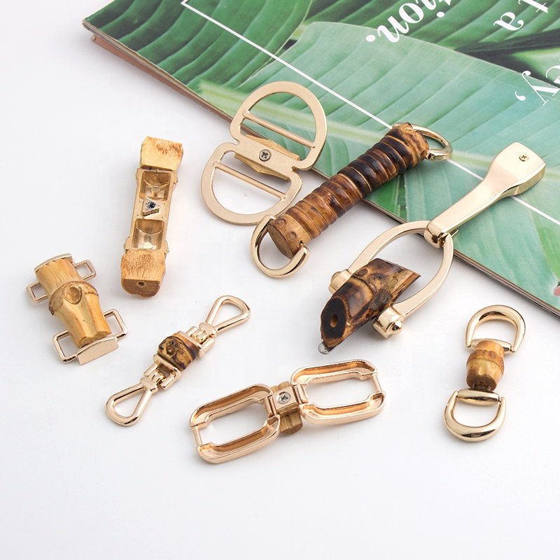 Handmade Natural Bamboo Bag Decorate Buckle Bab Metal Tags Plates Logo Wholesale For Shoe Parts Accessories