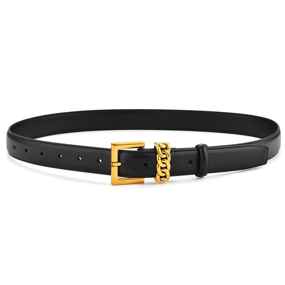 WClassic Women Skinny Leather Belt Alloy Pin Buckle Black Thin Belt factory Supply Jeans Dress Skinny Belt wholesale