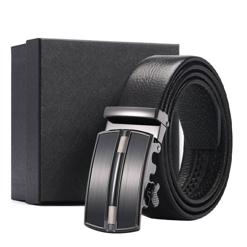 Men's Jeans Cowhide Leather Belt Alloy Automatic Buckle Head Belt Business Luxury Belt