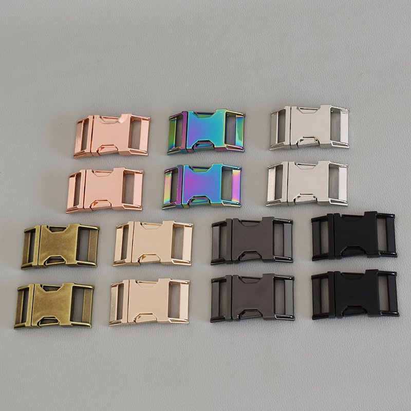 1inch size 25mm metal alloy side quick release buckle for dog collar rainbow color metal buckle for leather bag and backpack