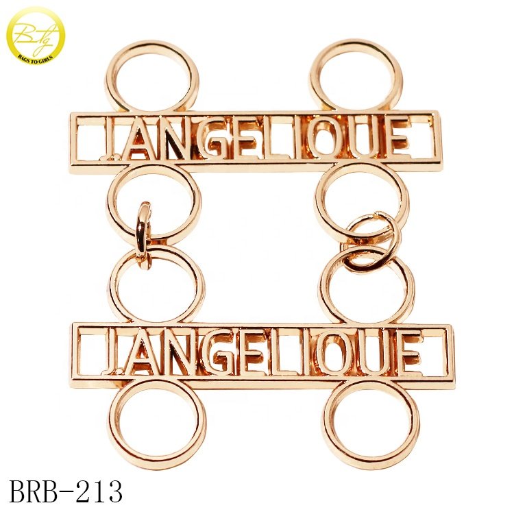 Wholesale bra hardware factory gold plated lingerie accessory adjuster buckle square clasps metal round rings for bikini