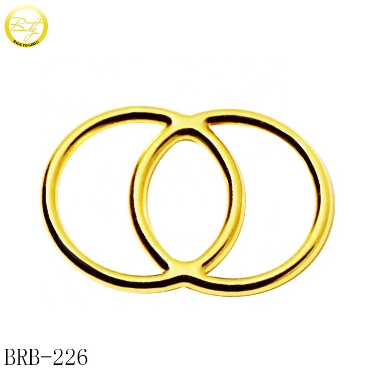 Wholesale bra hardware factory gold plated lingerie accessory adjuster buckle square clasps metal round rings for bikini