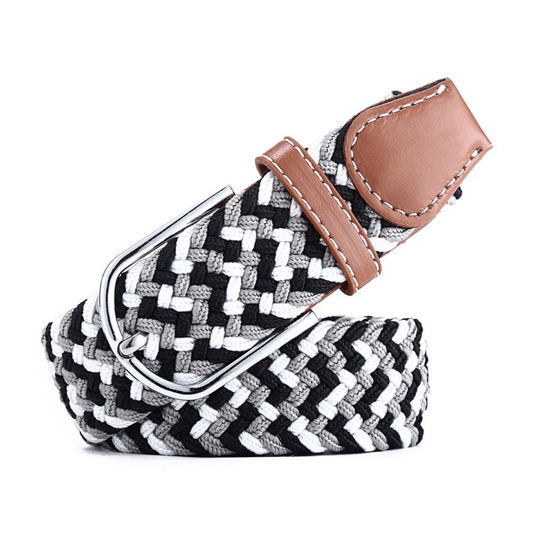 Unisex Casual Free Buckle Adjustable Web Woven Canvas Knit Stretch Braided Belt For Pants Jeans