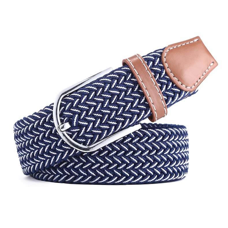 Unisex Casual Free Buckle Adjustable Web Woven Canvas Knit Stretch Braided Belt For Pants Jeans