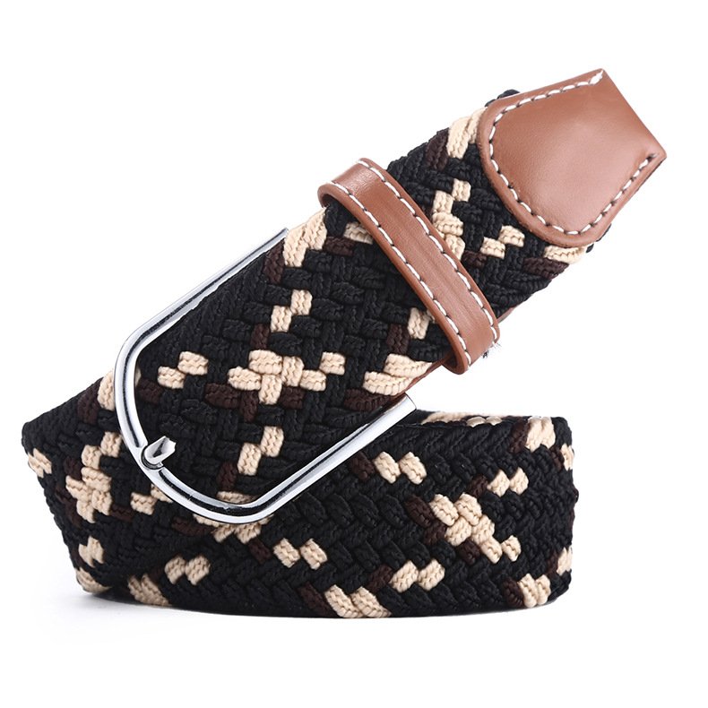Unisex Casual Free Buckle Adjustable Web Woven Canvas Knit Stretch Braided Belt For Pants Jeans