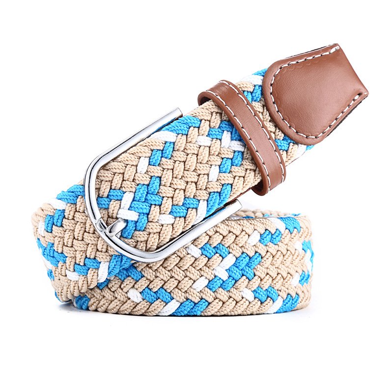 Unisex Casual Free Buckle Adjustable Web Woven Canvas Knit Stretch Braided Belt For Pants Jeans