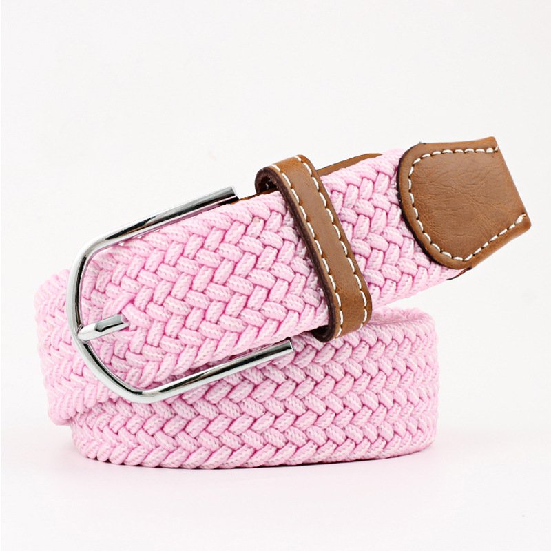 Unisex Casual Free Buckle Adjustable Web Woven Canvas Knit Stretch Braided Belt For Pants Jeans