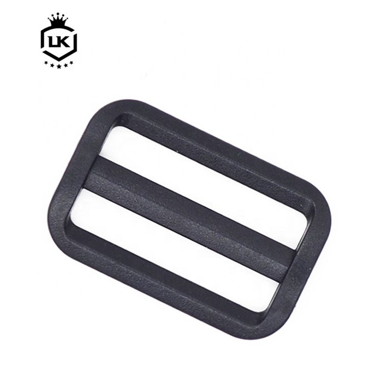 LanKe Black Plastic 3 Bar Slides Buckle Tri Glide Clasp for Travel Backpack Webbing