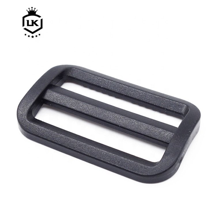 LanKe Black Plastic 3 Bar Slides Buckle Tri Glide Clasp for Travel Backpack Webbing