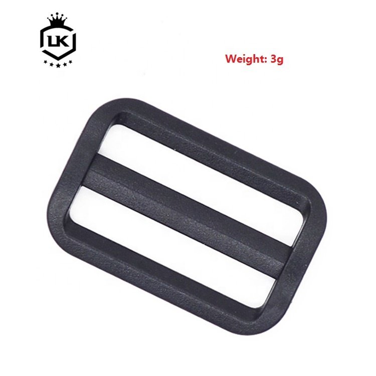 LanKe Black Plastic 3 Bar Slides Buckle Tri Glide Clasp for Travel Backpack Webbing
