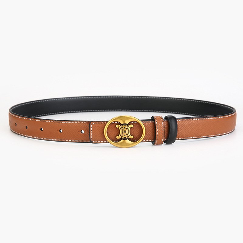 wholesale women's thin belt vintage brand designer belt letter buckle pu leather pin buckle versatile casual ladies belt