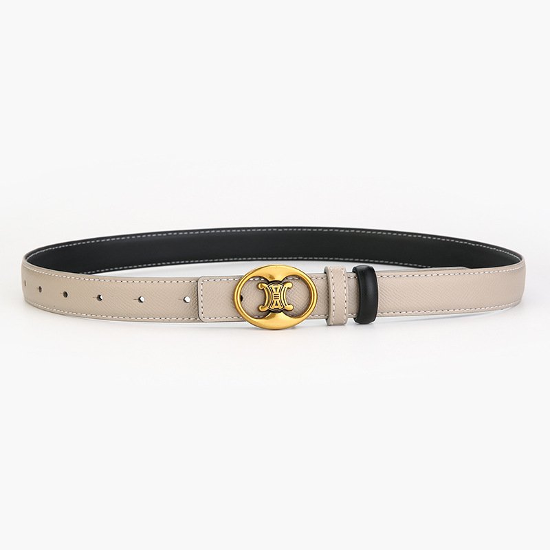 wholesale women's thin belt vintage brand designer belt letter buckle pu leather pin buckle versatile casual ladies belt
