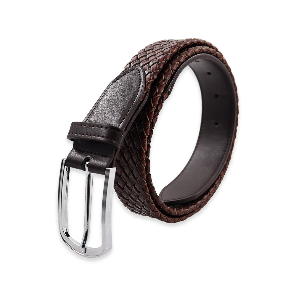 Wholesale Genuine Leather Strap Belts Alloy Pin Buckle Leather Weave Braided Men Blet