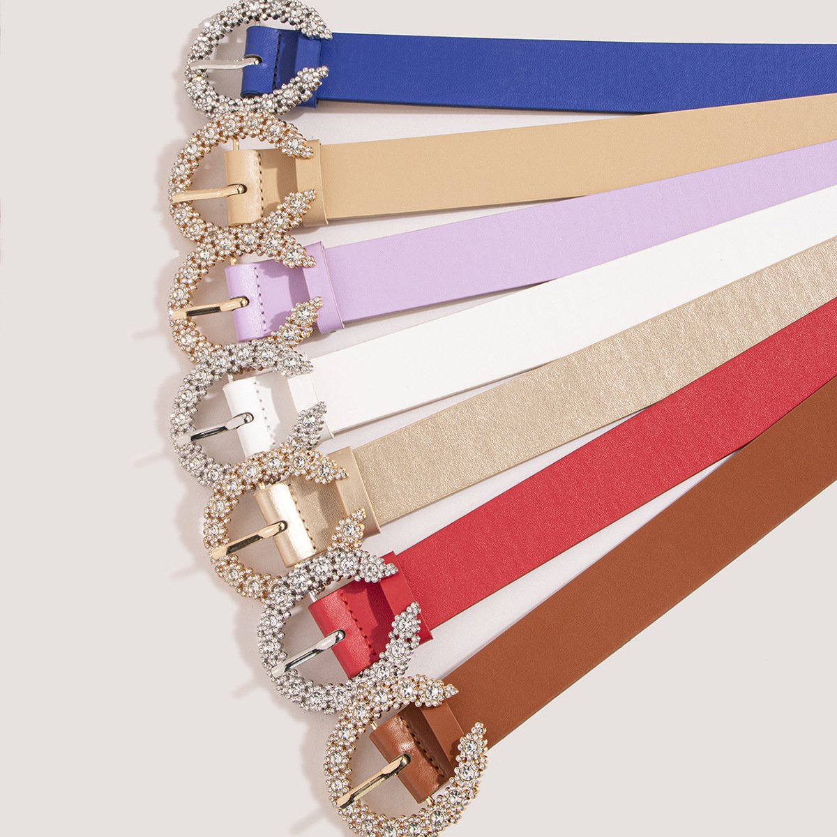 Wholesale Full Diamond Shiny Belts Luxury Designer Letter C Waist Belt Women Fashion Colorful Belts Dress Suit Decorations