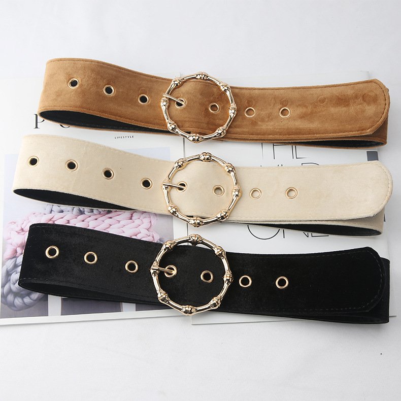 Round Buckle Belt fashion Wide Belt classic Dress Belt