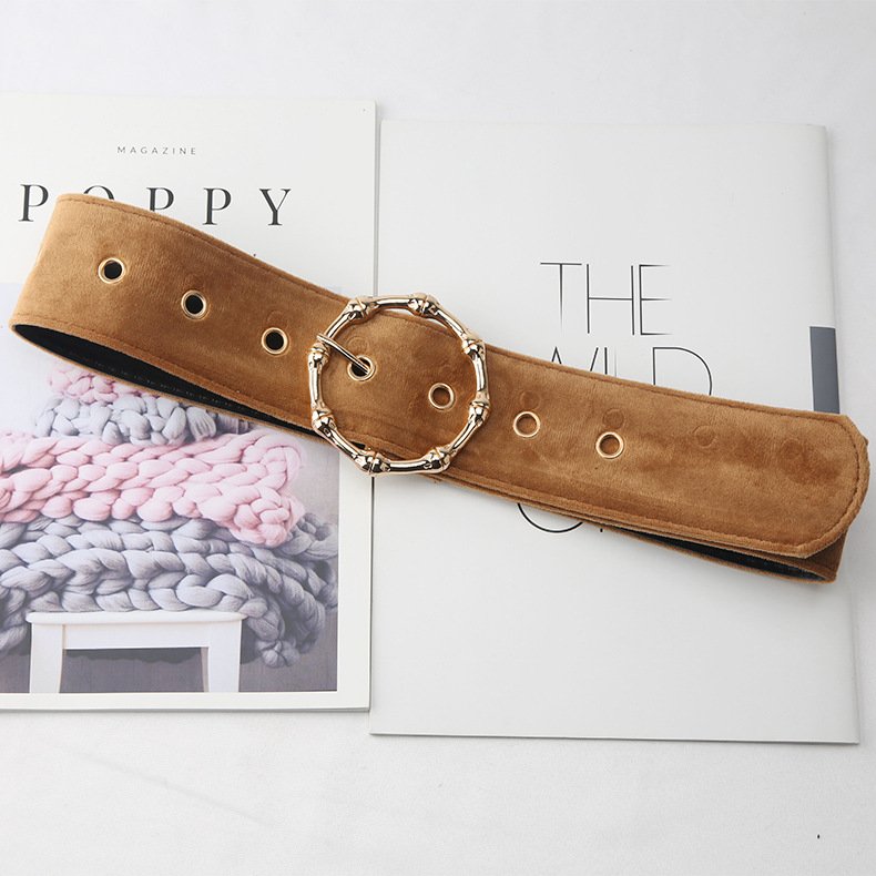 Round Buckle Belt fashion Wide Belt classic Dress Belt