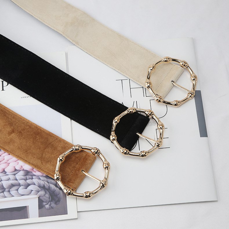 Round Buckle Belt fashion Wide Belt classic Dress Belt