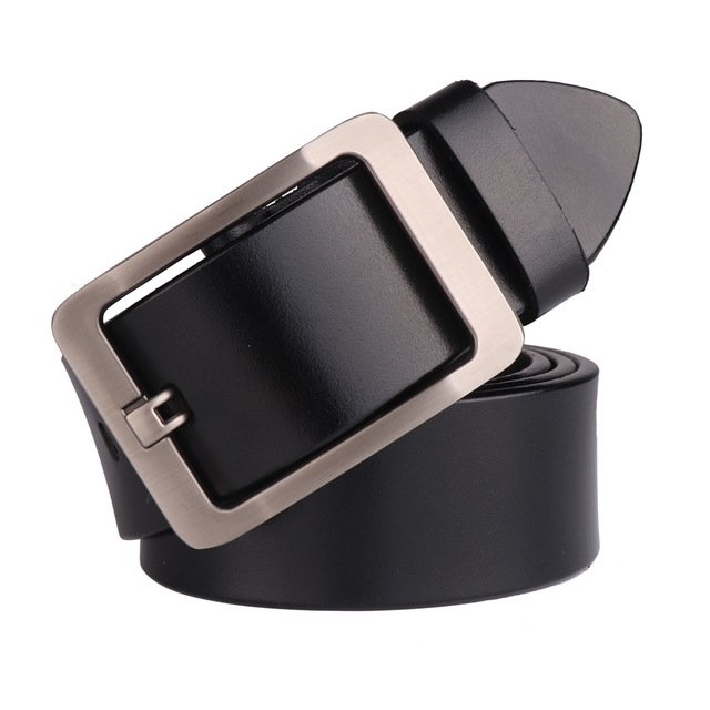 Fashion Genuine Leather Belt Men, Metal Pin Buckle Cowhide Belts For Business
