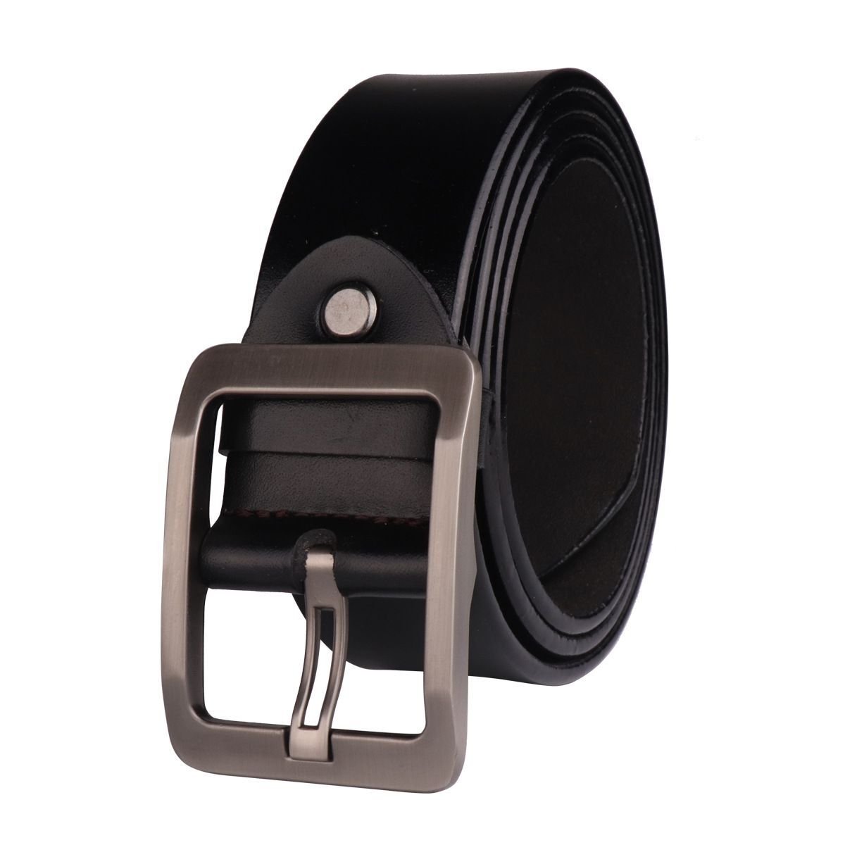 Fashion Genuine Leather Belt Men, Metal Pin Buckle Cowhide Belts For Business