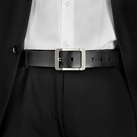 Fashion Genuine Leather Belt Men, Metal Pin Buckle Cowhide Belts For Business