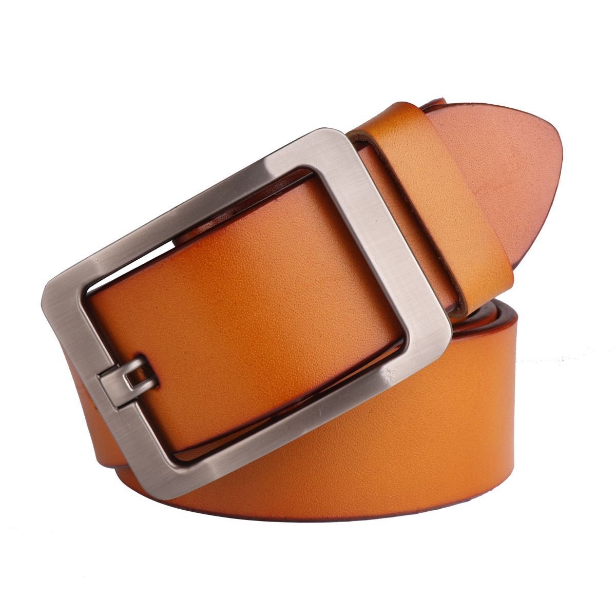 Fashion Genuine Leather Belt Men, Metal Pin Buckle Cowhide Belts For Business