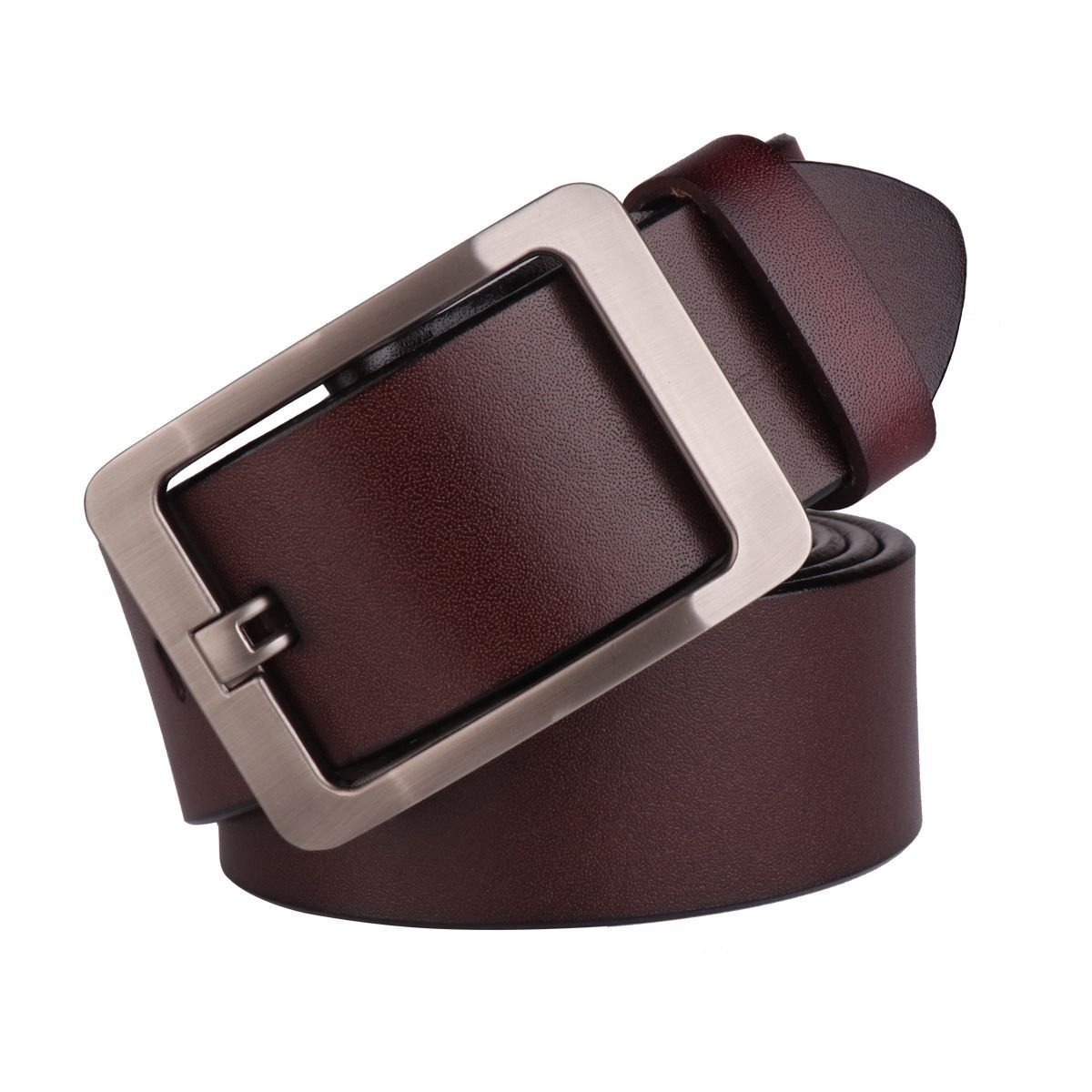 Fashion Genuine Leather Belt Men, Metal Pin Buckle Cowhide Belts For Business