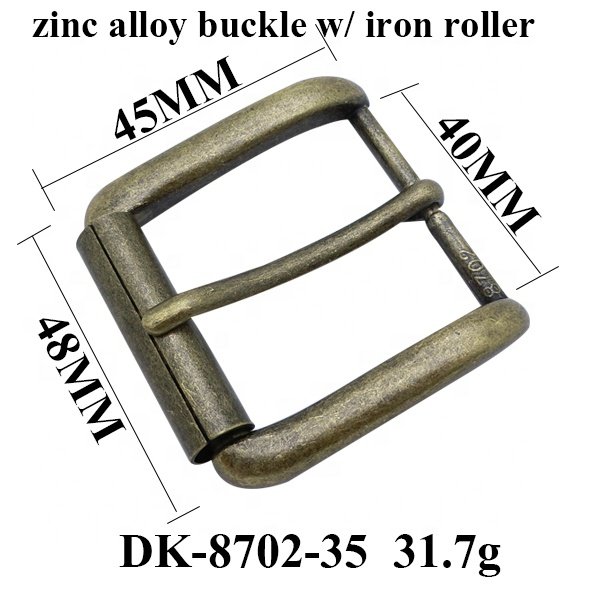35Mm Antique Brass Silver Matte Coating Jeans Bags Black Chrome Square Metal Leather Belt Roller Stopper Pin Belt Buckle