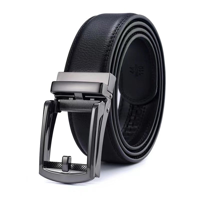 Manufacturer's spot leather belt automatic buckle two-layer cow leather business invisible wear-resistant and durable for men