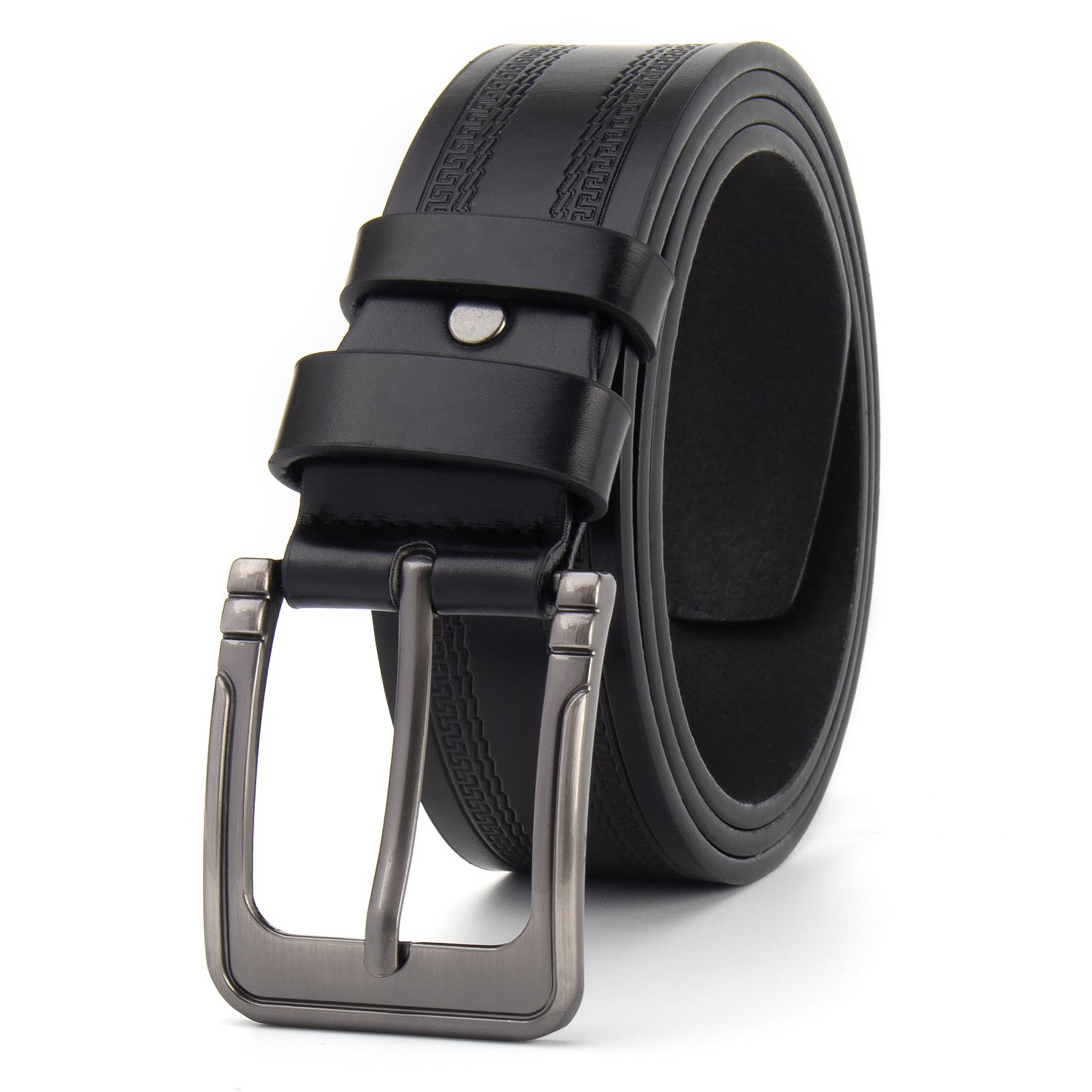 Wholesale men's leather belts cheap prices new style alloy buckle embossed belts men